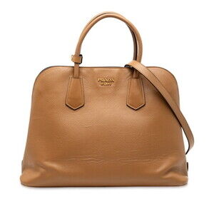 Prada handbag shoulder bag brown Saffiano leather